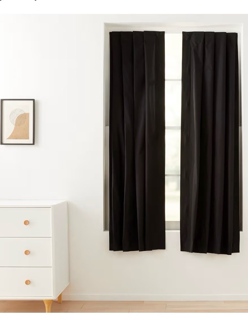 Black 2 Panel Blackout Curtain With Suction Cups (Stick-On)